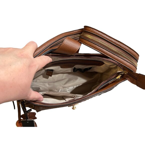 MC Marc Chantal Hobo Croco-Embossed Kayden Brown Shoulder Bag With Tassel Accent - Picture 6 of 9